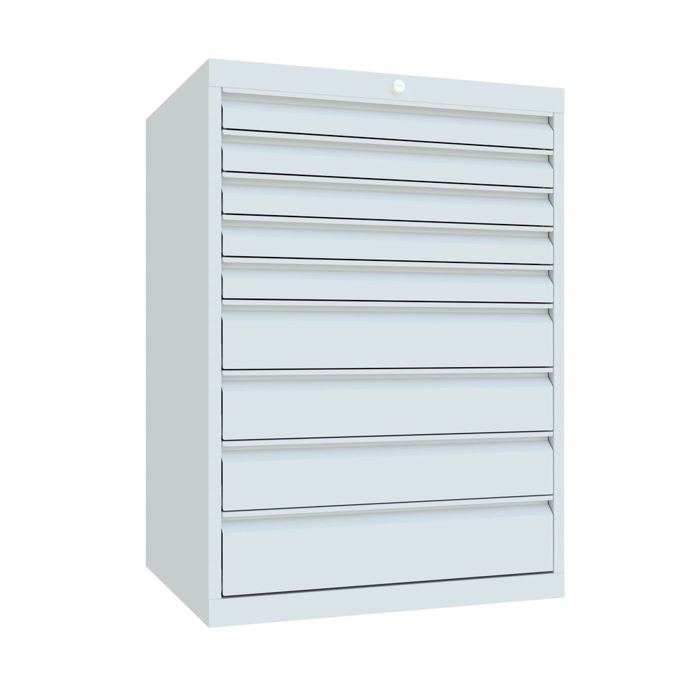 PAVOY Schubladenschrank, Höhe 1.000 mm, Schubladen 5x75 + 3x125 + 1x150 mm, Breite 715 mm, lichtgrau, lichtgrau