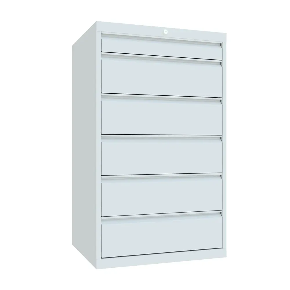 PAVOY Schubladenschrank, Höhe 1.200 mm, Schubladen 1x100 + 5x200 mm, Breite 715 mm, lichtgrau, lichtgrau
