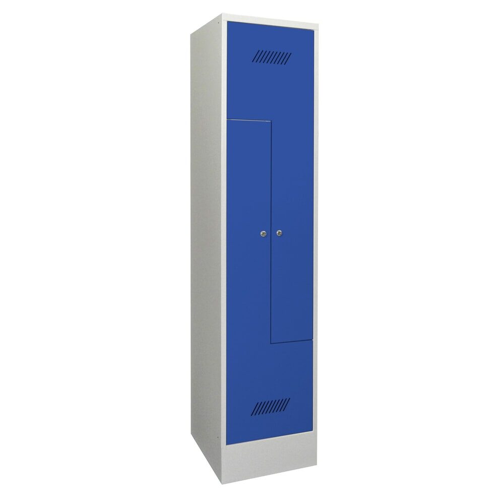 PAVOY Z-Spind, 2 Abteile, HxBxT 1.850 x 400 x 500 mm, enzianblau, lichtgrau