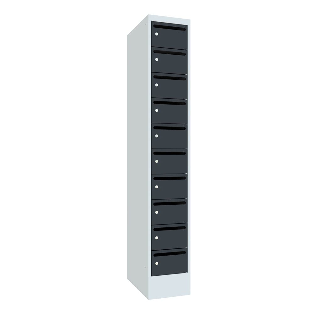 PAVOY Postverteilschrank, 1x 10 Fächer, HxBxT 1.850 x 300 x 500 mm, anthrazitgrau, lichtgrau