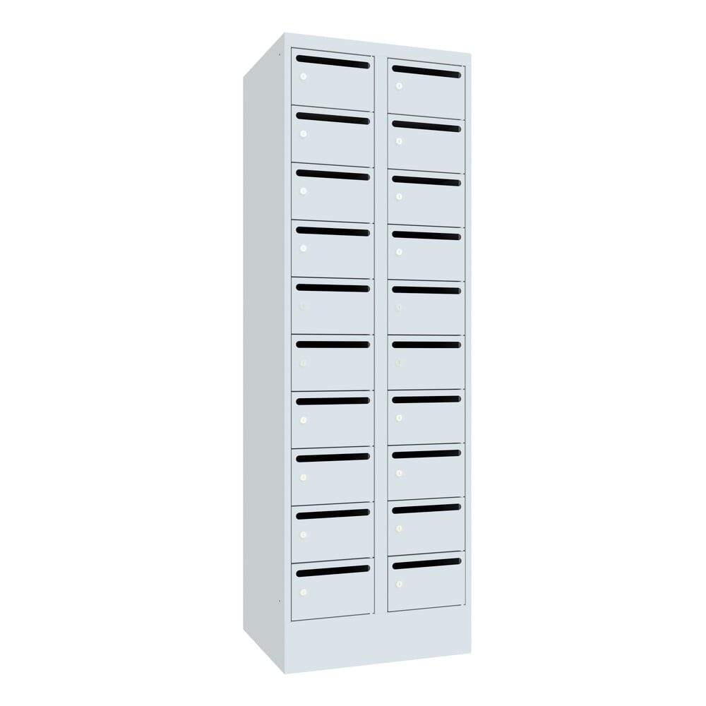 PAVOY Postverteilschrank, 2x 10 Fächer, HxBxT 1.850 x 600 x 500 mm, lichtgrau, lichtgrau