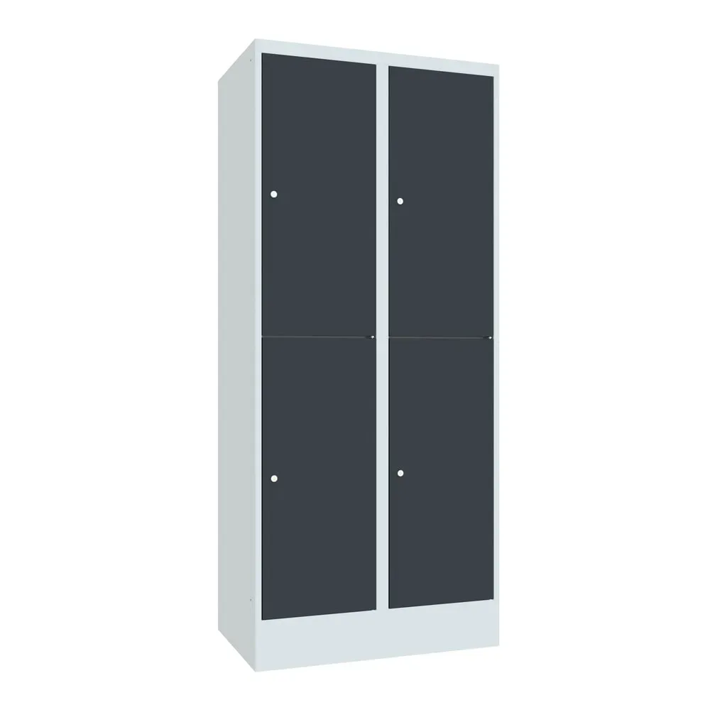 PAVOY Schliessfachschrank, 2 x 2 Fächer, HxBxT 1.850 x 800 x 500 mm, anthrazitgrau, lichtgrau