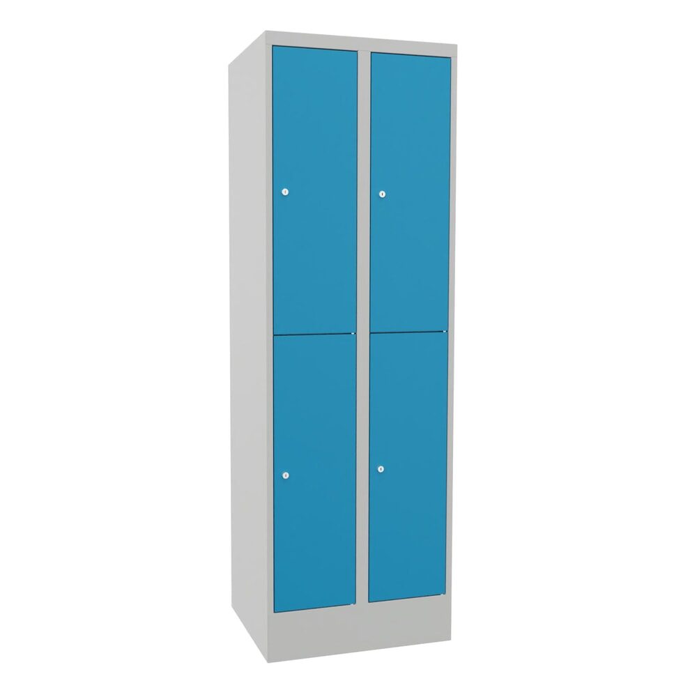PAVOY Schliessfachschrank, 2 x 2 Fächer, HxBxT 1.850 x 600 x 500 mm, lichtblau, lichtgrau