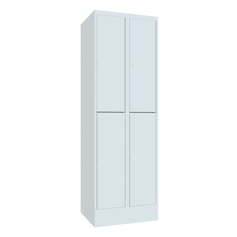 PAVOY Schliessfachschrank, 2 x 2 Fächer, HxBxT 1.850 x 600 x 500 mm, lichtgrau, lichtgrau