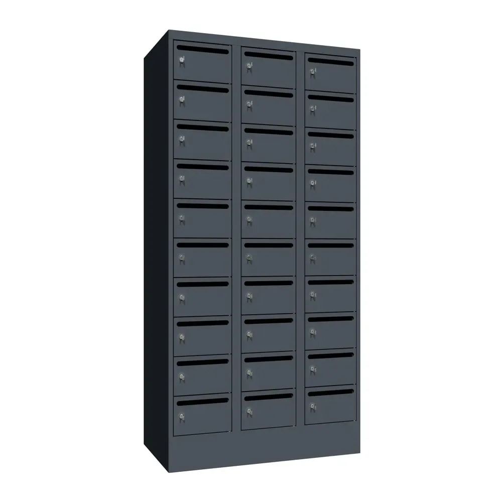 PAVOY Postverteilschrank, 3x 10 Fächer, HxBxT 1.850 x 900 x 500 mm, anthrazitgrau, anthrazitgrau