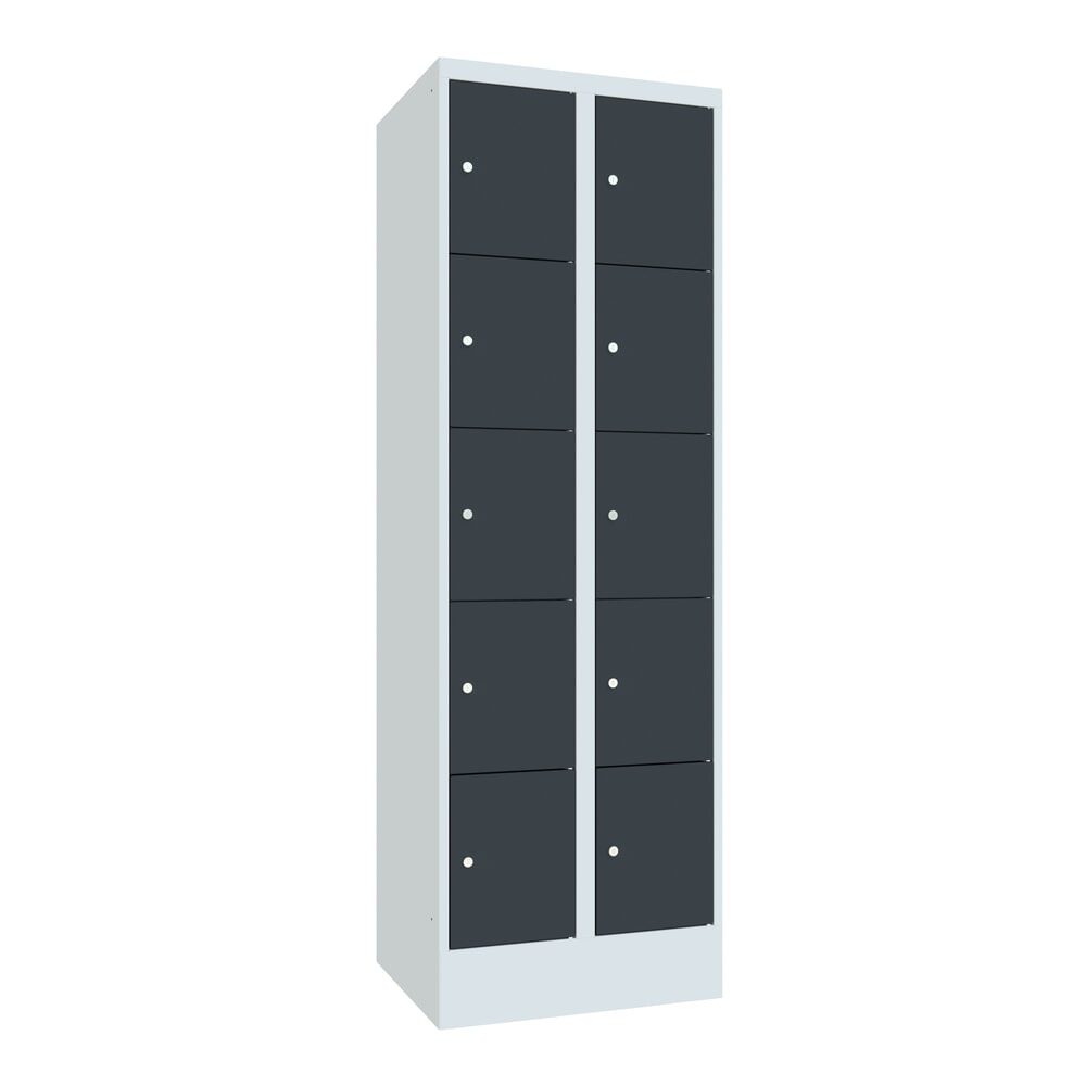 PAVOY Schliessfachschrank, 2 x 5 Fächer, HxBxT 1.850 x 600 x 500 mm, anthrazitgrau, lichtgrau