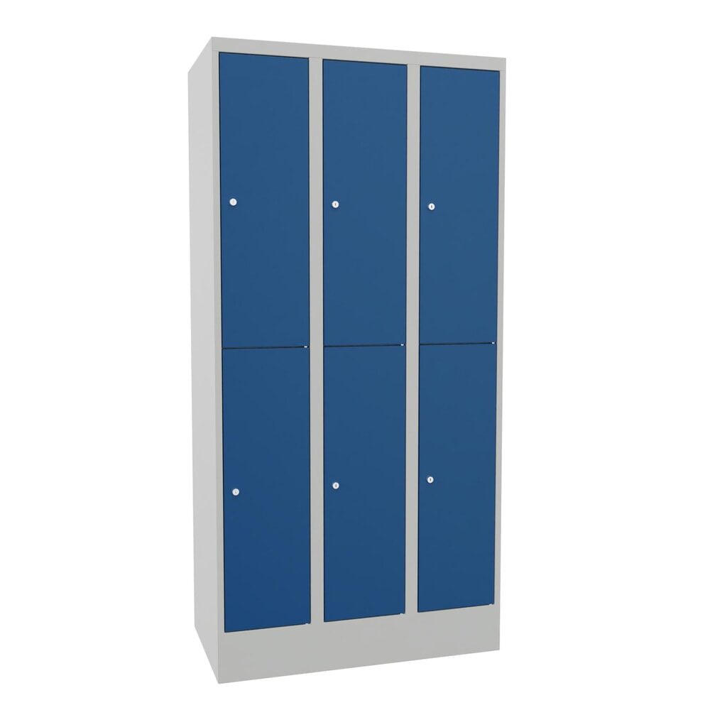 PAVOY Schliessfachschrank, 3 x 2 Fächer, HxBxT 1.850 x 900 x 500 mm, enzianblau, lichtgrau