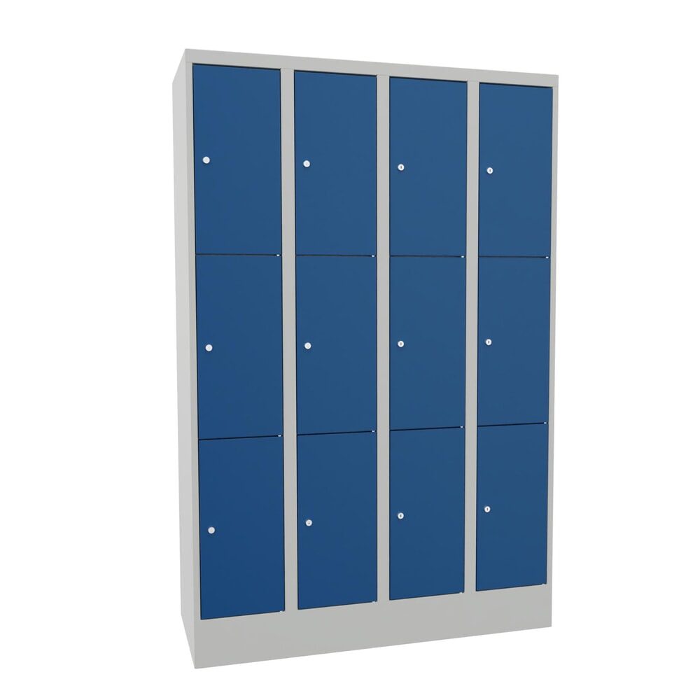 PAVOY Schliessfachschrank, 4 x 3 Fächer, HxBxT 1.850 x 1.200 x 500 mm, enzianblau, lichtgrau