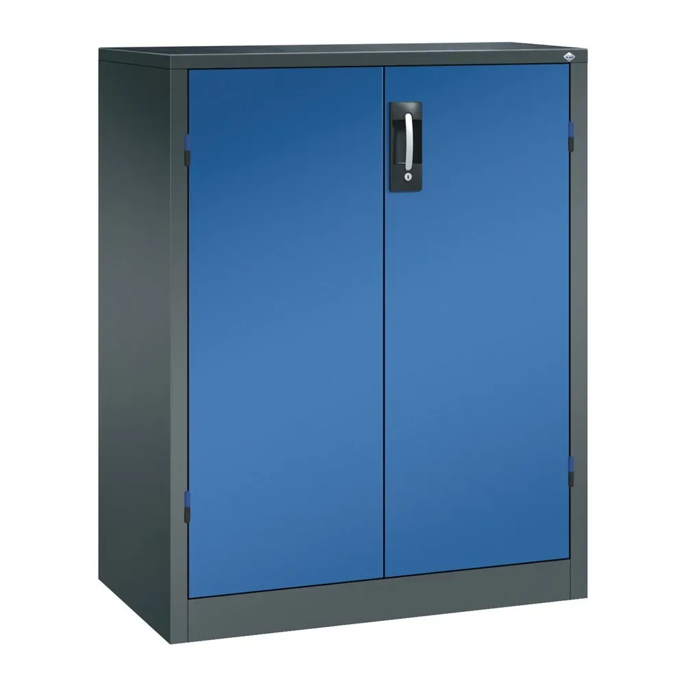 C+P Schwerlastschrank mit 2 Fachböden, HxBxT 1.200 x 930 x 500 mm, anthrazitgrau, enzianblau