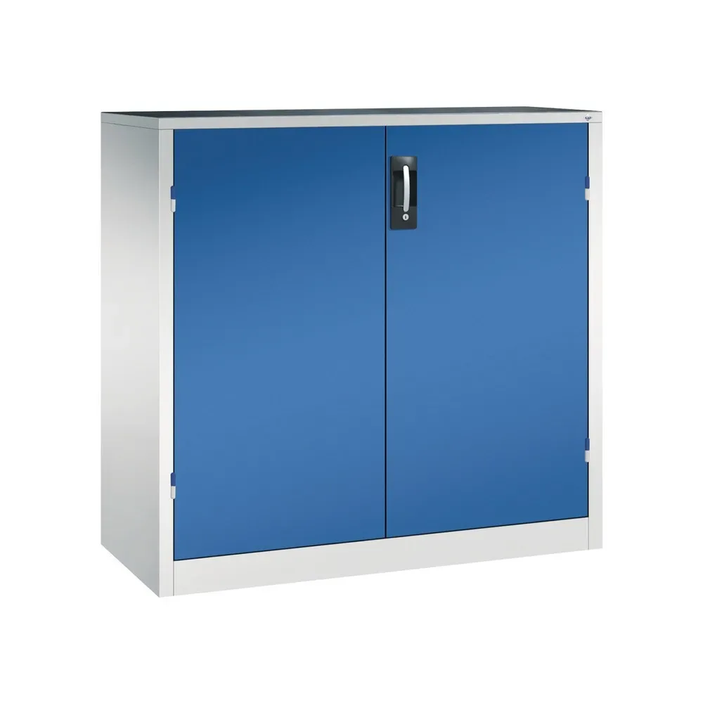 C+P Schwerlastschrank mit 2 Fachböden, HxBxT 1.200 x 1.200 x 500 mm, lichtgrau, enzianblau