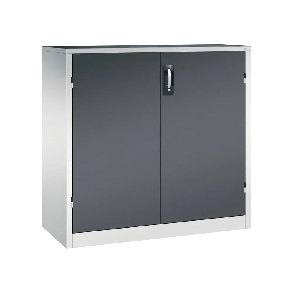C+P Schwerlastschrank mit 2 Fachböden, HxBxT 1.200 x 1.200 x 500 mm, lichtgrau, schwarzgrau