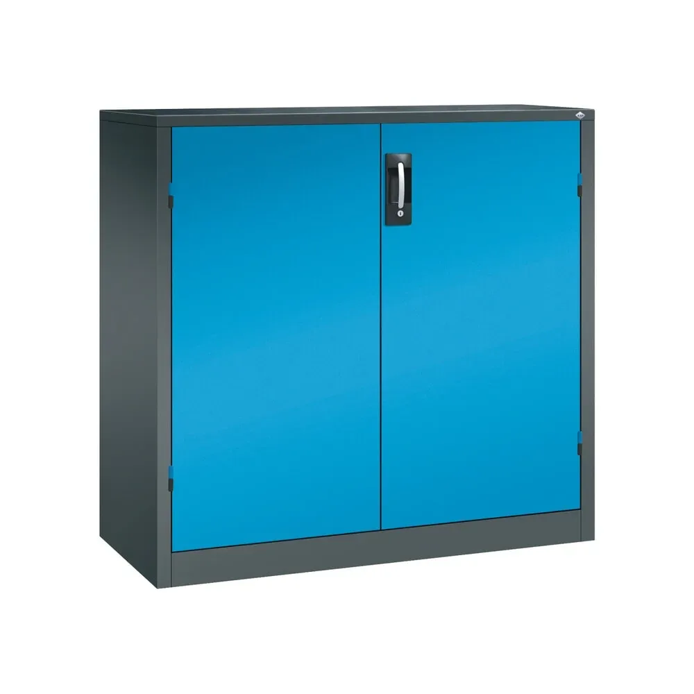 C+P Schwerlastschrank mit 2 Fachböden, HxBxT 1.200 x 1.200 x 500 mm, anthrazitgrau, lichtblau