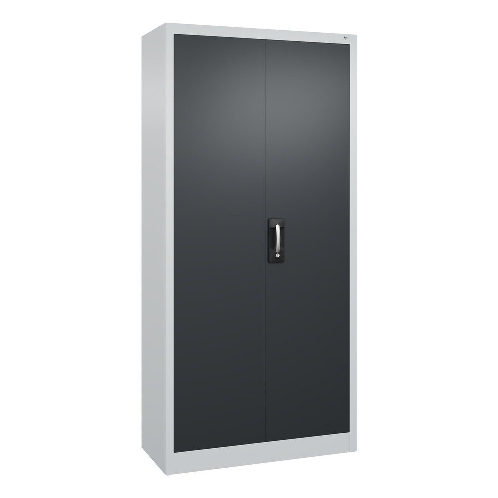 C+P Werkstatt-Flügeltürschrank mit 4 Fachböden, HxBxT 1.950 x 930 x 400 mm, lichtgrau, schwarzgrau
