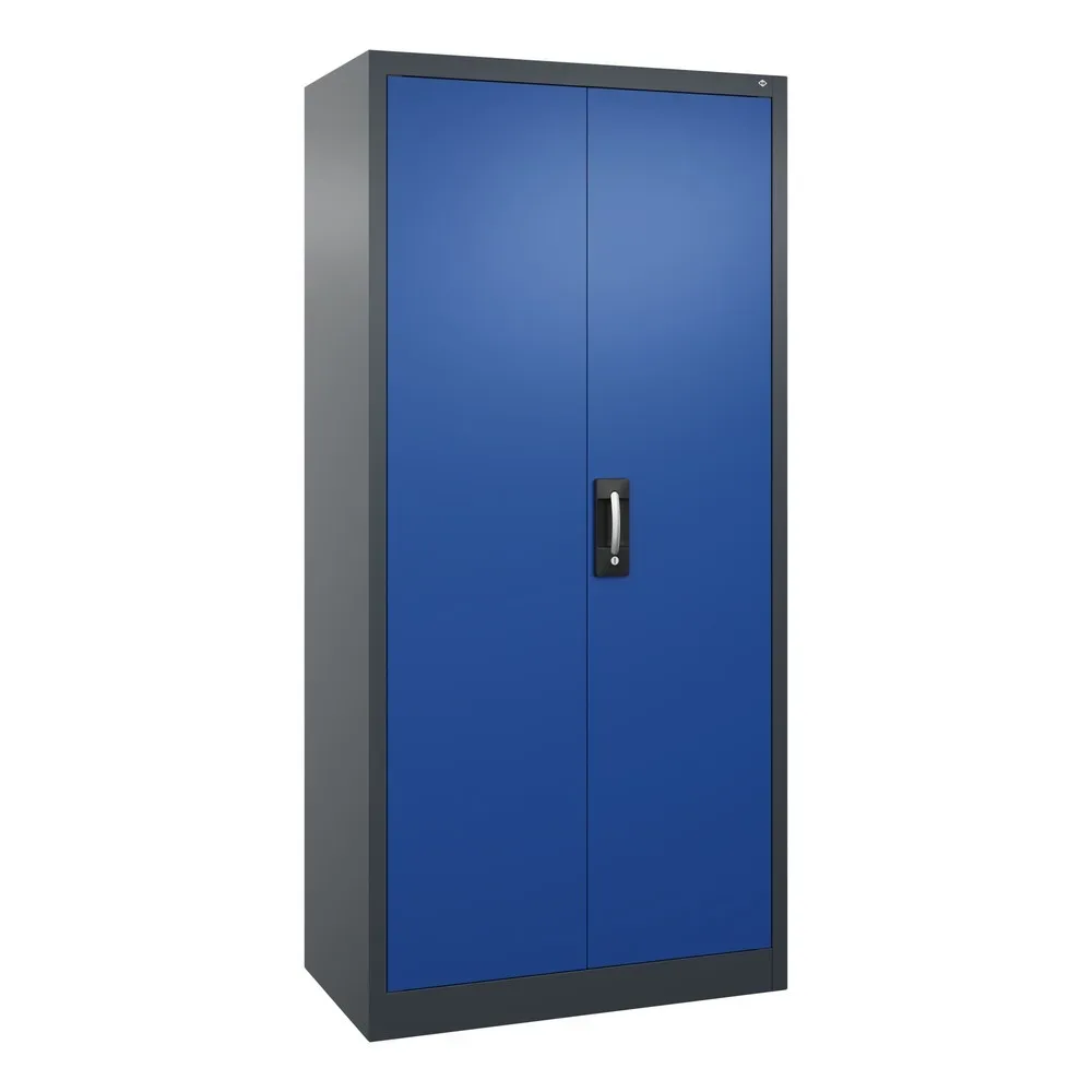 C+P Werkstatt-Flügeltürschrank mit 4 Fachböden, HxBxT 1.950 x 930 x 500 mm, anthrazitgrau, enzianblau