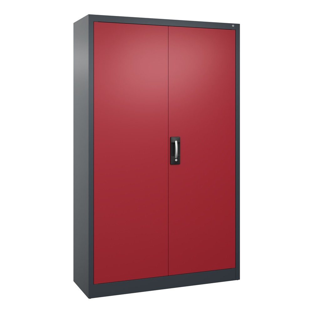 C+P Werkstatt-Flügeltürschrank mit 4 Fachböden, HxBxT 1.950 x 1.200 x 400 mm, anthrazitgrau, rubinrot
