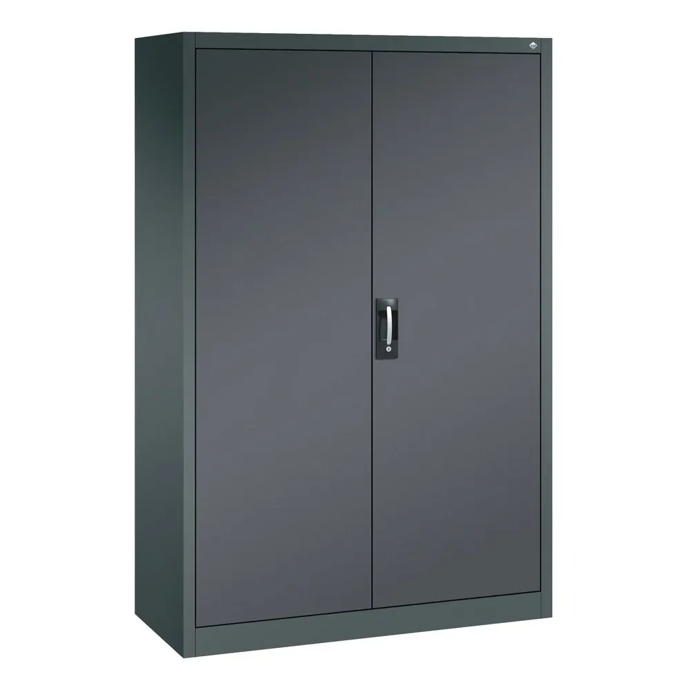 C+P Werkstatt-Flügeltürschrank mit Mittelwand + 8 Fachböden, HxBxT 1.950 x 1.200 x 500 mm, anthrazitgrau, schwarzgrau