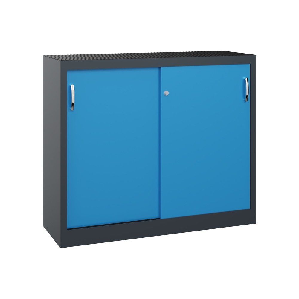 C+P Werkstatt-Beistellschrank mit 1 Fachboden, HxBxT 1.000 x 1.200 x 400 mm, anthrazitgrau, lichtblau