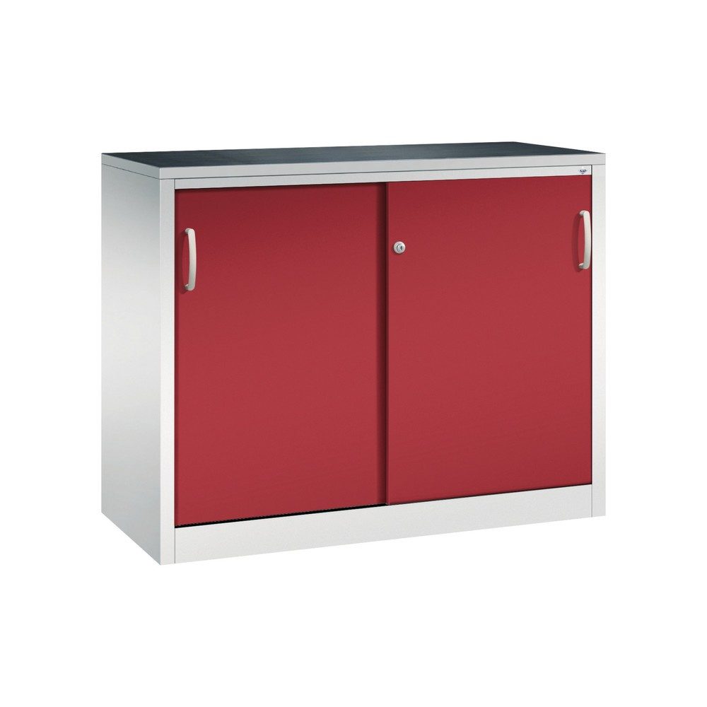 C+P Werkstatt-Beistellschrank mit 1 Fachboden, HxBxT 1.000 x 1.200 x 500 mm, lichtgrau, rubinrot
