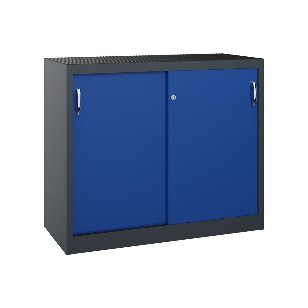 C+P Werkstatt-Beistellschrank mit 1 Fachboden, HxBxT 1.000 x 1.200 x 500 mm, anthrazitgrau, enzianblau