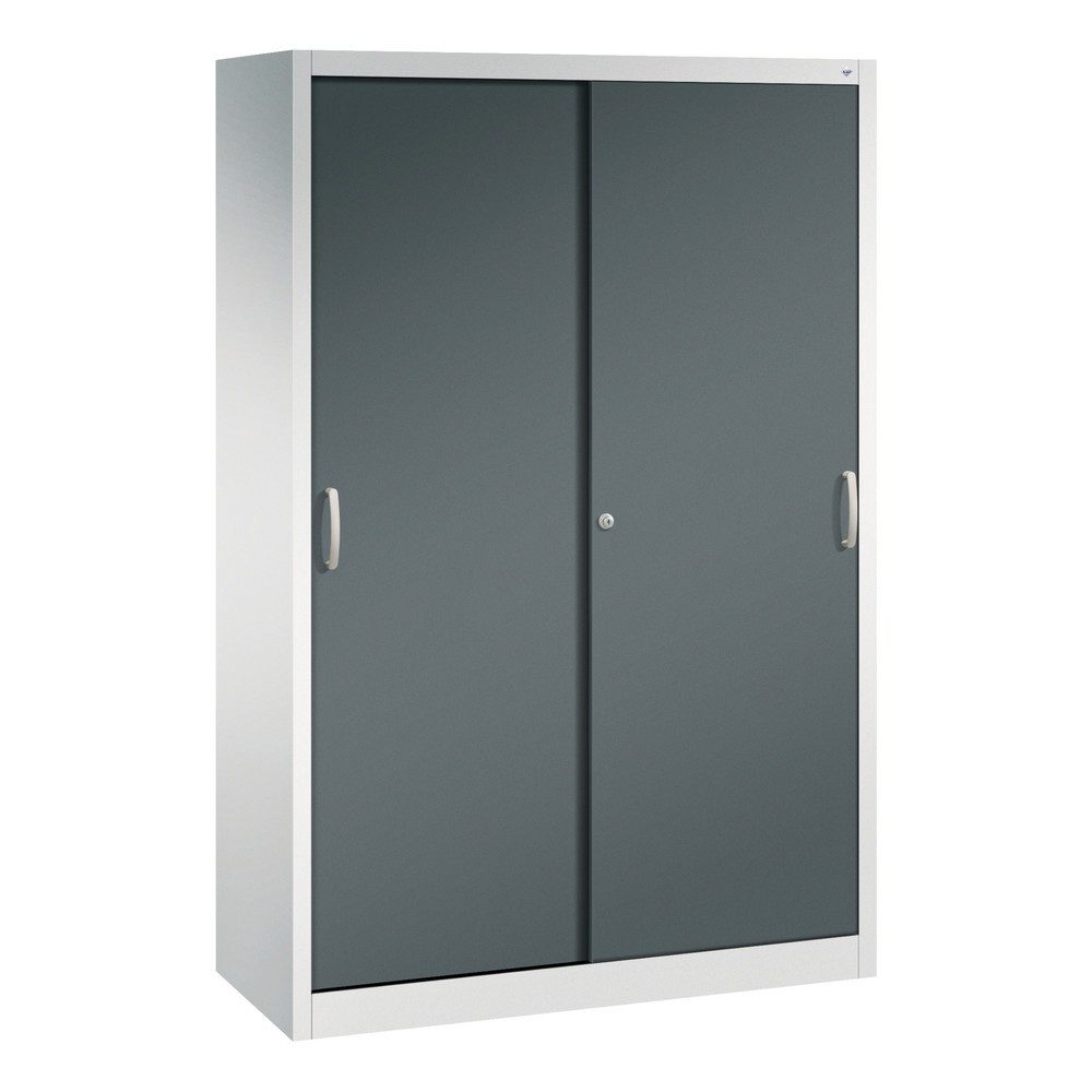 C+P Werkstatt-Schiebetürenschrank mit 4 Fachböden, HxBxT 1.950 x 1.200 x 500 mm, lichtgrau, anthrazitgrau