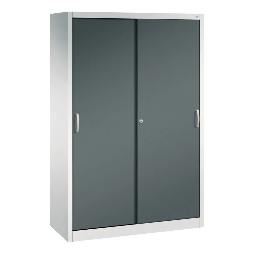 C+P Werkstatt-Schiebetürenschrank mit 4 Fachböden, HxBxT 1.950 x 1.200 x 500 mm, lichtgrau, anthrazitgrau