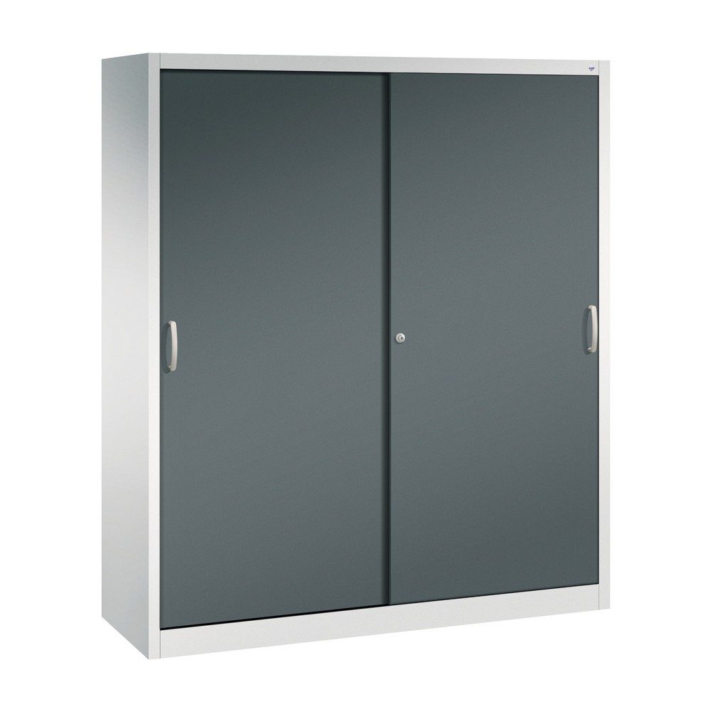 C+P Schwerlast-Schiebetürenschrank, HxBxT 1.950 x 1.600 x 500 mm, 8 Fachböden, lichtgrau, anthrazitgrau