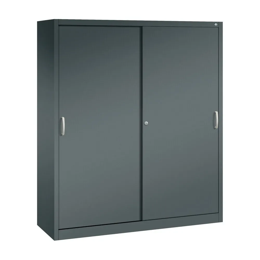 C+P Schwerlast-Schiebetürenschrank, HxBxT 1.950 x 1.600 x 500 mm, 8 Fachböden, anthrazitgrau, anthrazitgrau