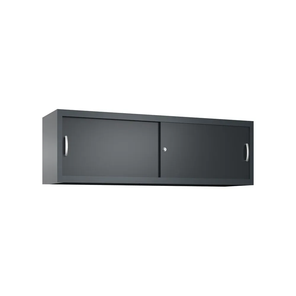 Aufsatzschrank für C+P Werkstatt-Schiebetürenschrank, HxBxT 500 x 1.600 x 400 mm, anthrazitgrau, schwarzgrau