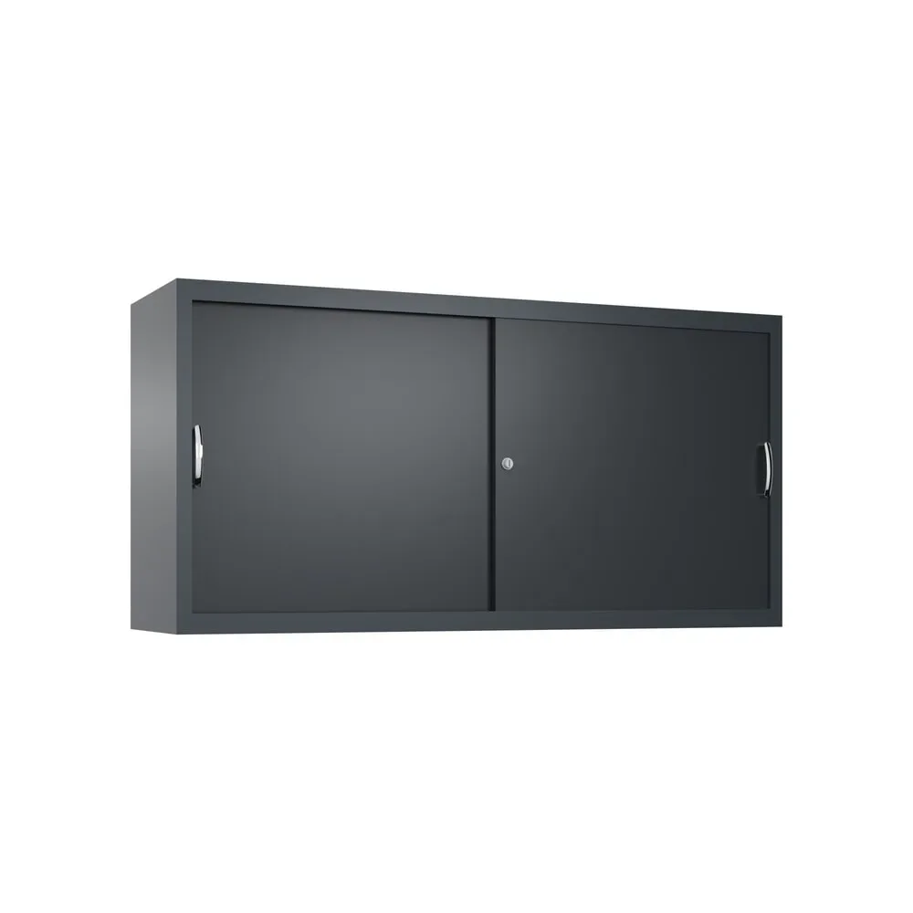 Aufsatzschrank für C+P Werkstatt-Schiebetürenschrank, 2 Fachböden, HxBxT 790 x 1.600 x 400 mm, Trennwand, anthrazitgrau, schwarzgrau