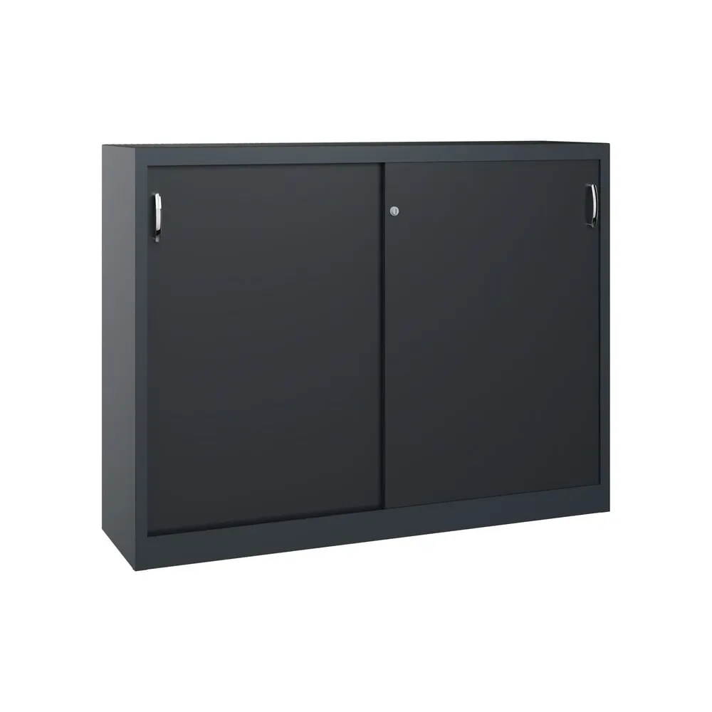 C+P Werkstatt-Beistellschrank mit 4 Fachböden, HxBxT 1.200 x 1.600 x 400 mm, Trennwand, anthrazitgrau, schwarzgrau