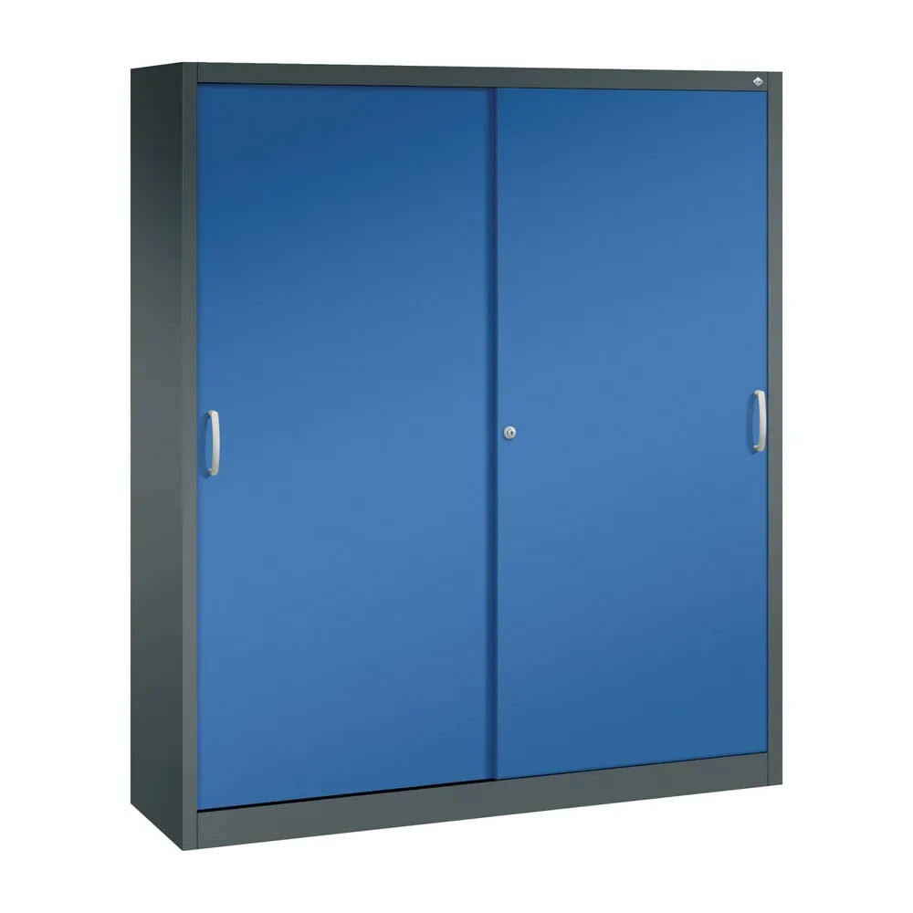 C+P Schiebetürenschrank, HxBxT 1.950 x 1.600 x 400 mm, anthrazitgrau, enzianblau
