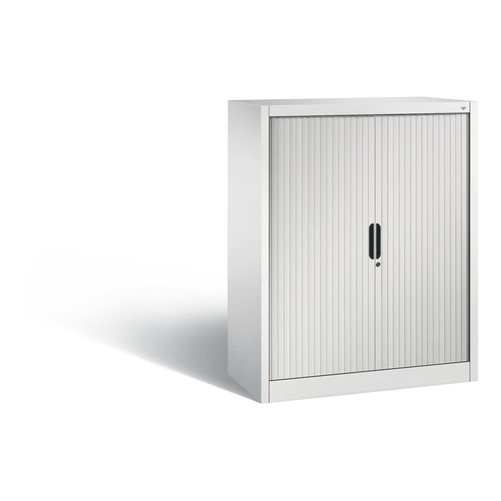 C + P Rollladenschrank Omnispace, 3 OH, abschliessbar, B 1000 x T 420 x H 1230 mm, Stahl/Kunststoff, lichtgrau