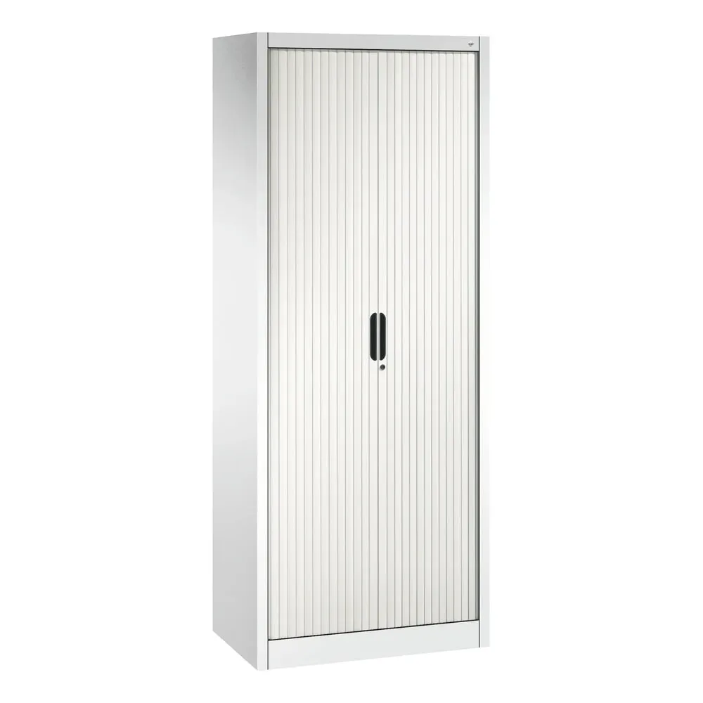 C + P Rollladenschrank Omnispace, 5 OH, abschliessbar, B 800 x T 420 x H 1980 mm, Stahl/Kunststoff, verkehrsweiss