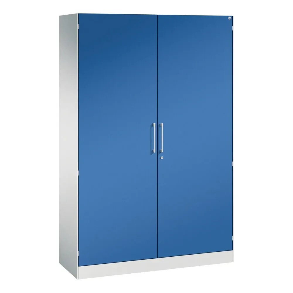 Flügeltürenschrank ASISTO, Höhe 1980 mm, Breite 1200 mm, 4 Fachböden, lichtgrau/enzianblau C+P