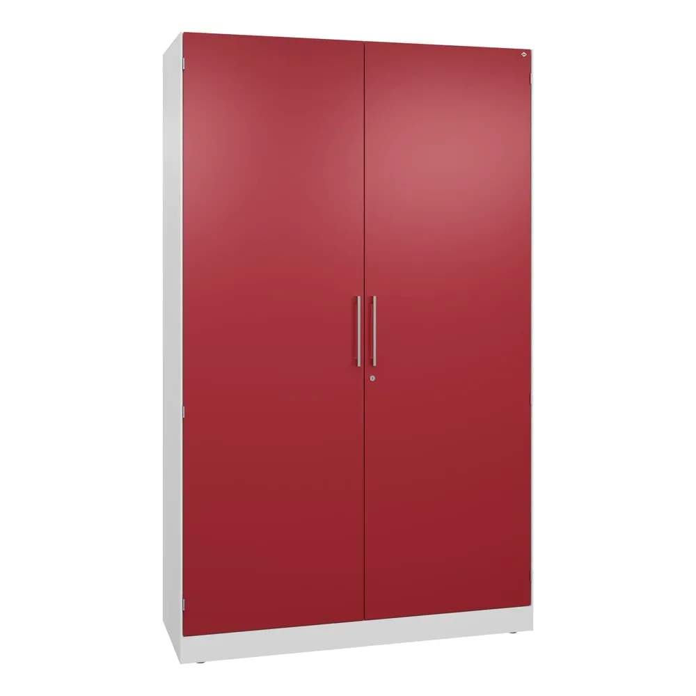 C+P Flügeltürenschrank Asisto, 5 OH, Breite 1.200 mm, verkehrsweiss, rubinrot