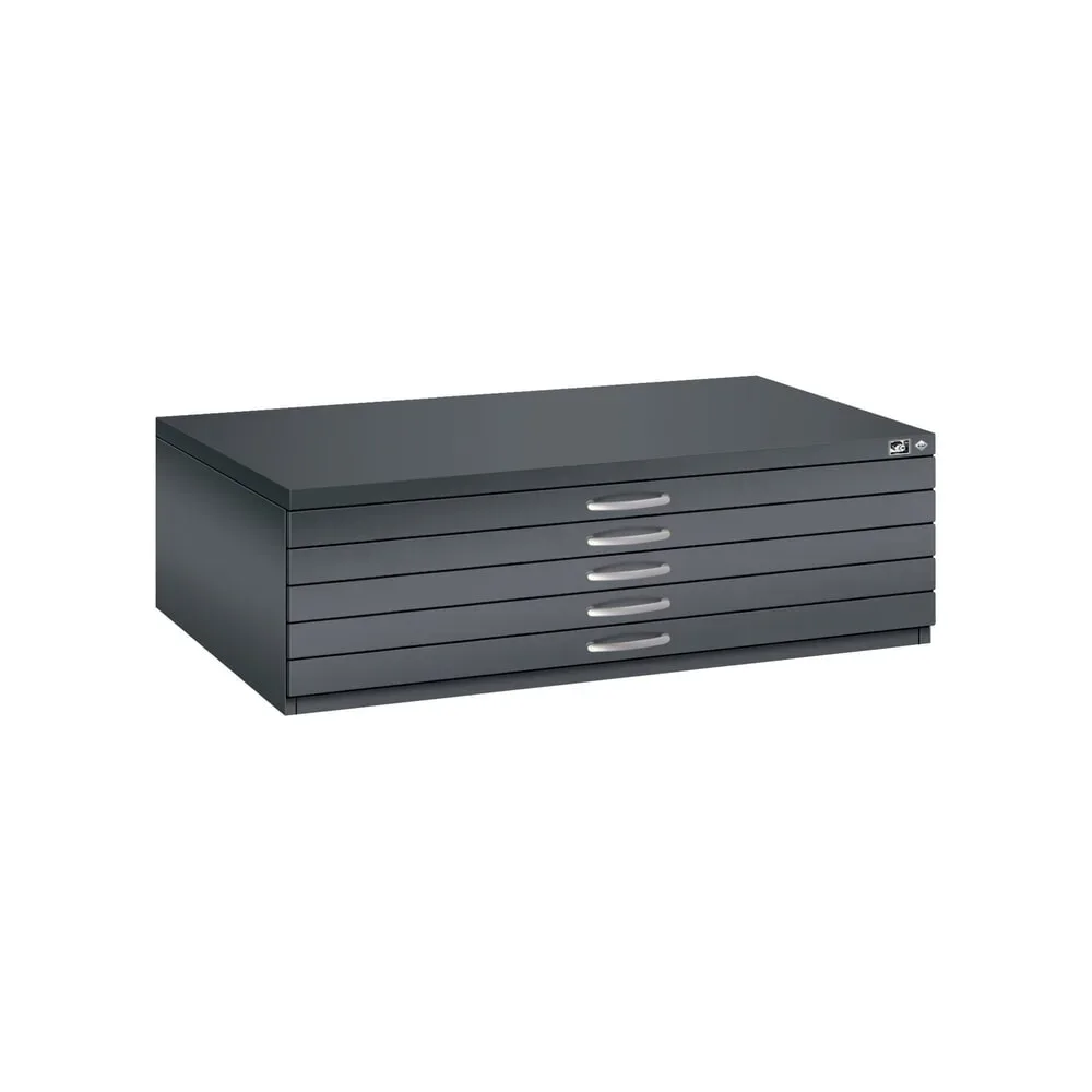 C+P Flachablageschrank, 5 Schubladen DIN A0, schwarzgrau