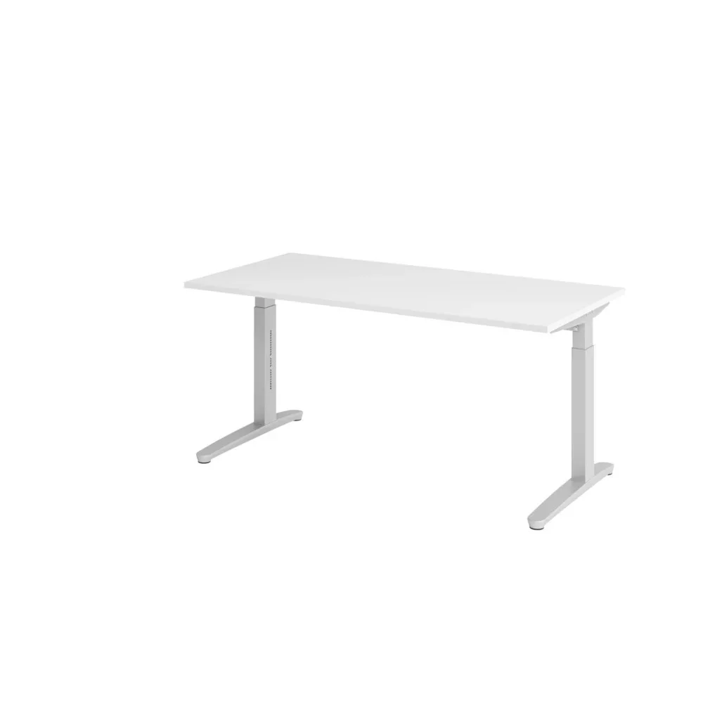 Schreibtisch Office Weiss Holz 160 cm Höhenverstellbar (manuell) - Material: Holzwerkstoff - Schreibtisch