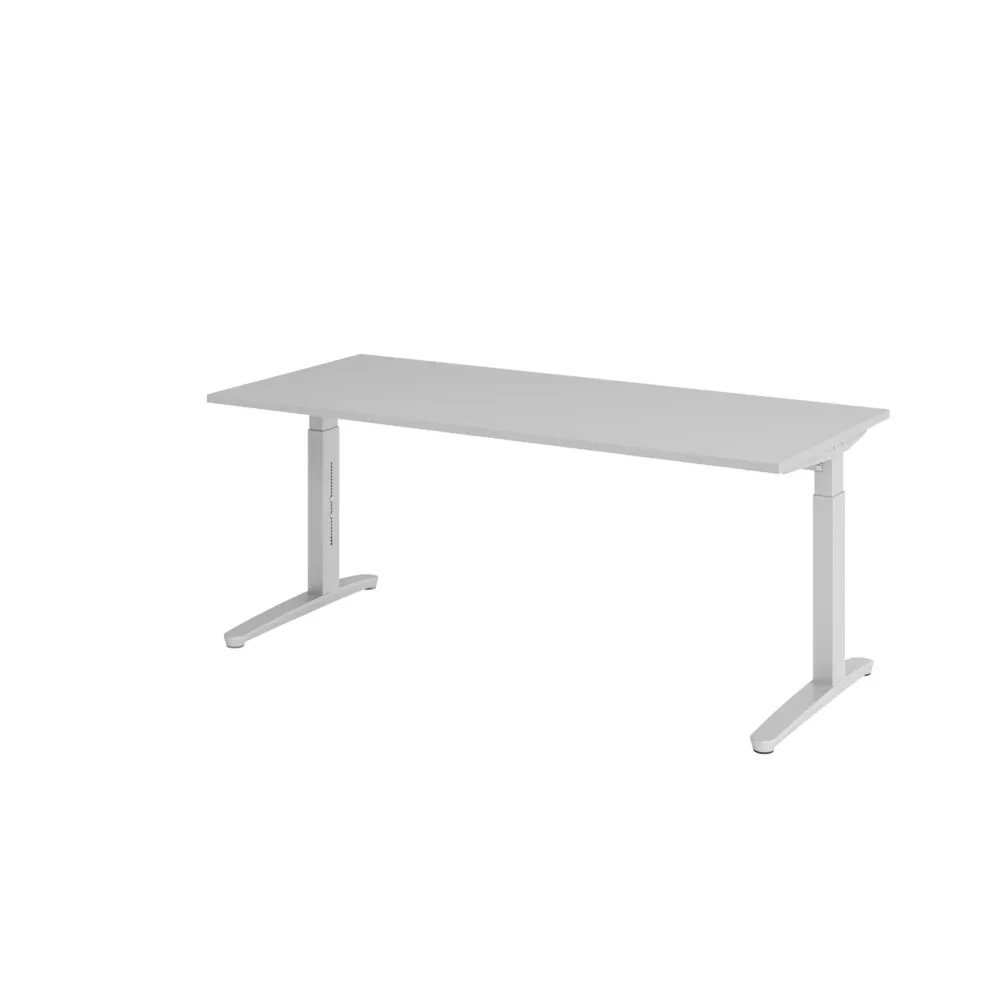 Hammerbacher Manuell höhenverstellbarer Schreibtisch, C-Fuss, BxT 1.800 x 800 mm, grau