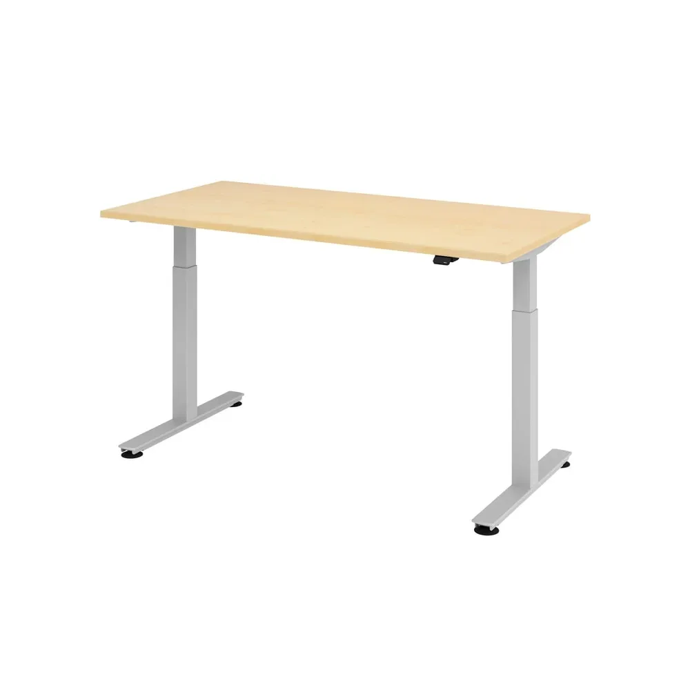 Hammerbacher Sitz-Stehschreibtisch XMST Ahorn, Silber 1.600 x 800 x 650 mm