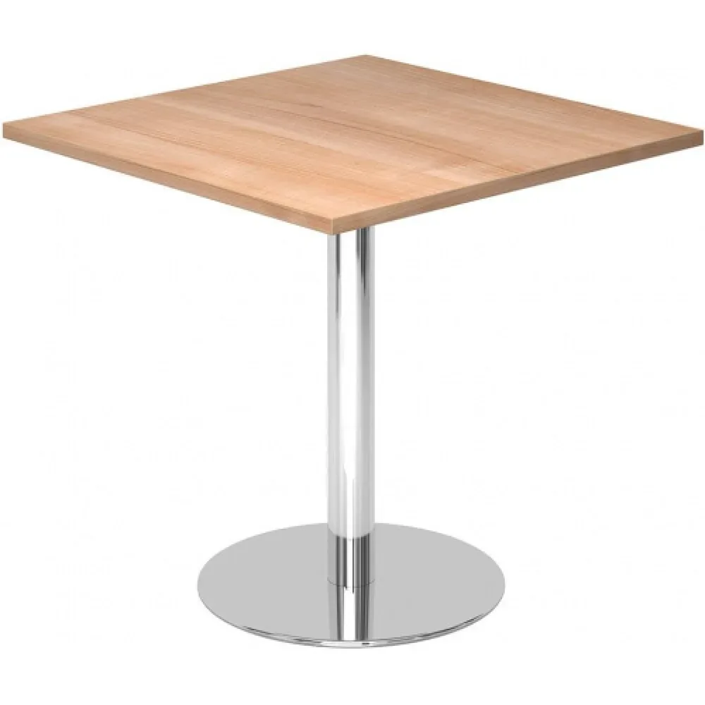 Besprechungstisch, Gestell verchromt, BxT 800 x 800 mm, Nussbaum