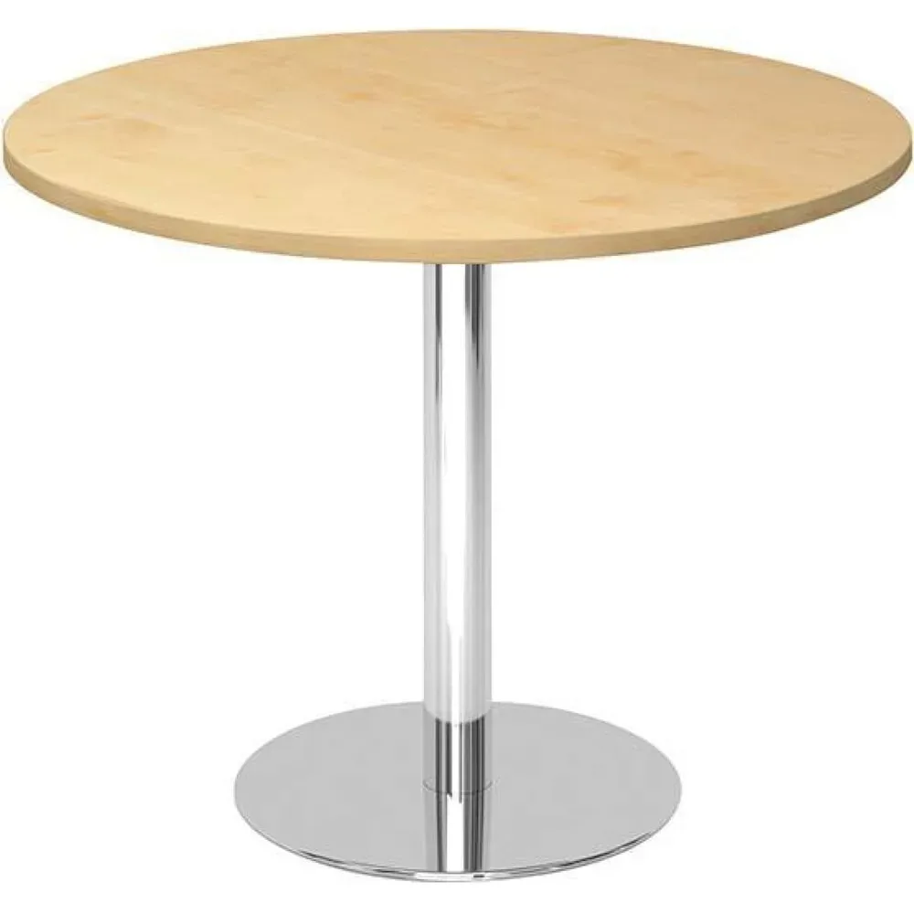 Besprechungstisch, Gestell verchromt, Ø 1.000 mm, Ahorn