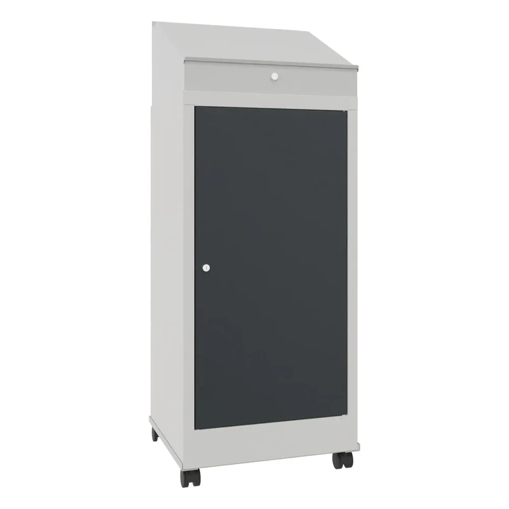 PAVOY Industrie-Stehpult, mobil, HxBxT 1.330 x 500 x 500 mm, 1 Ausziehboden, lichtgrau, anthrazitgrau