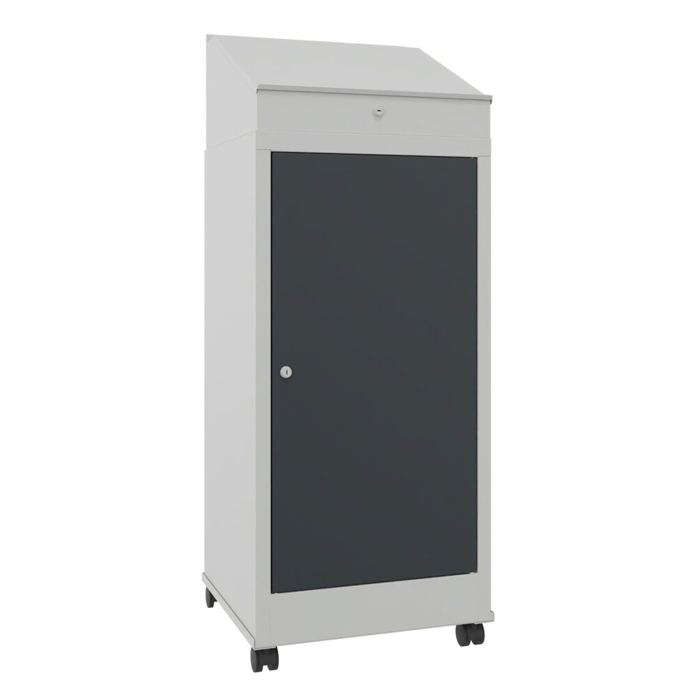 PAVOY Industrie-Stehpult, mobil, HxBxT 1.330 x 500 x 500 mm, 1 Ausziehboden, 1 Schublade, lichtgrau, anthrazitgrau