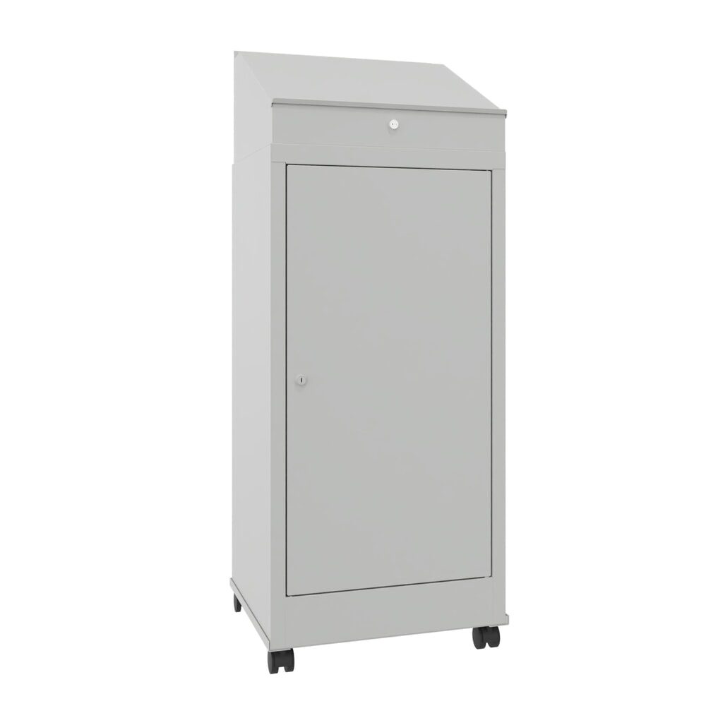 PAVOY Industrie-Stehpult, mobil, HxBxT 1.330 x 500 x 500 mm, 2 Einlegeböden, 1 Schublade, lichtgrau, lichtgrau