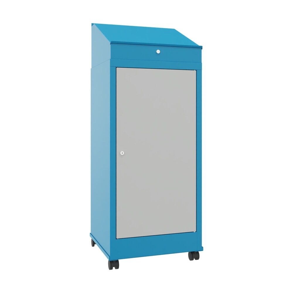 PAVOY Industrie-Stehpult, mobil, HxBxT 1.330 x 500 x 500 mm, 1 Ausziehboden, lichtblau, lichtgrau