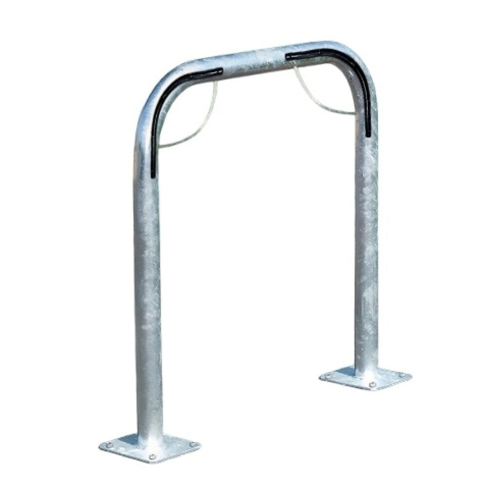 Anlehnbügel, 2-seitig, B 750 x T 50 x H 750 mm, gummierte Bügel, galvanisch verzinkt, zum Aufdübeln
