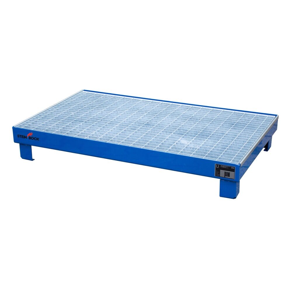 Steinbock® Auffangwanne für 6x 60-Liter-Fässer, inkl. Gitterrost, blau
