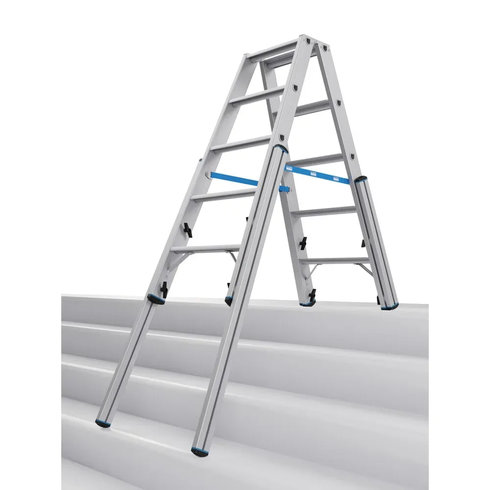 KRAUSE® STABILO Teleskopleiter mit Stufen, beidseitig begehbar, 2 x 5 Stufen