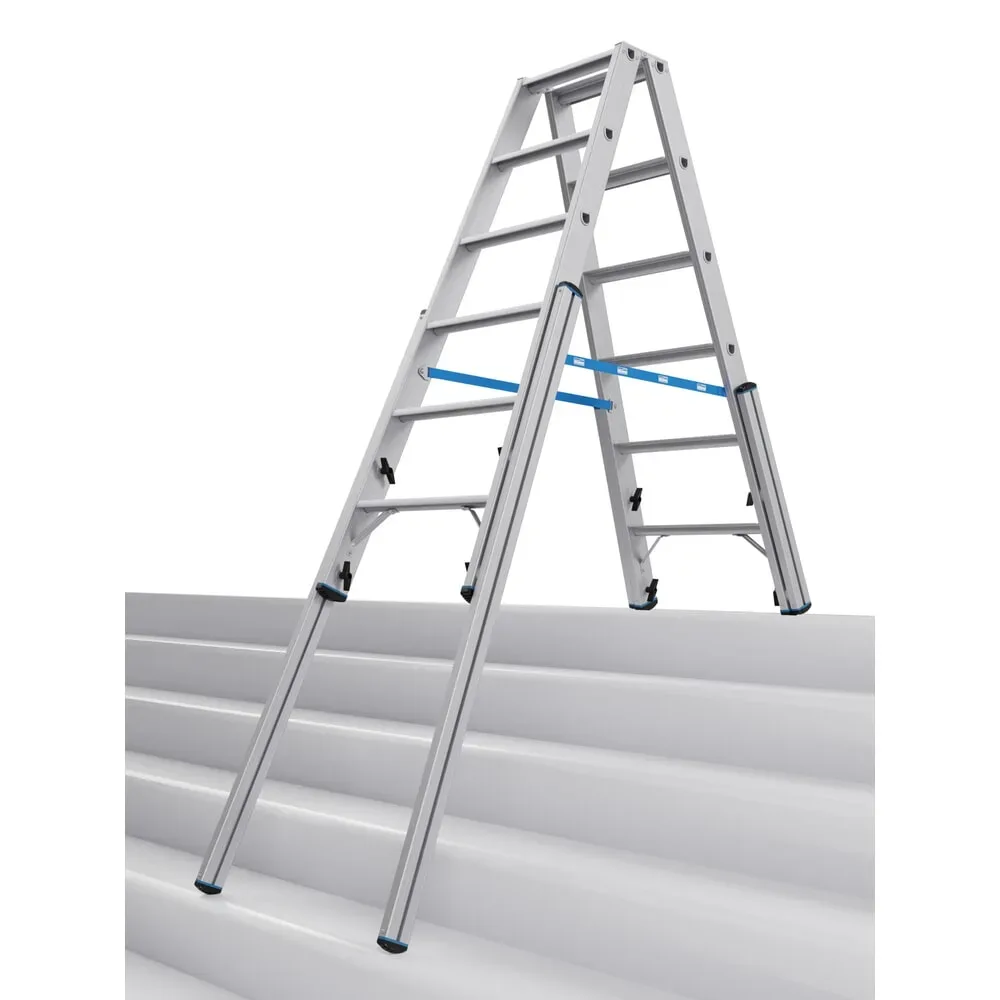 Treppen-Stufenstehleiter, mit Niveauausgleich, beidseitig begehbar, 2x6 Stufen KRAUSE