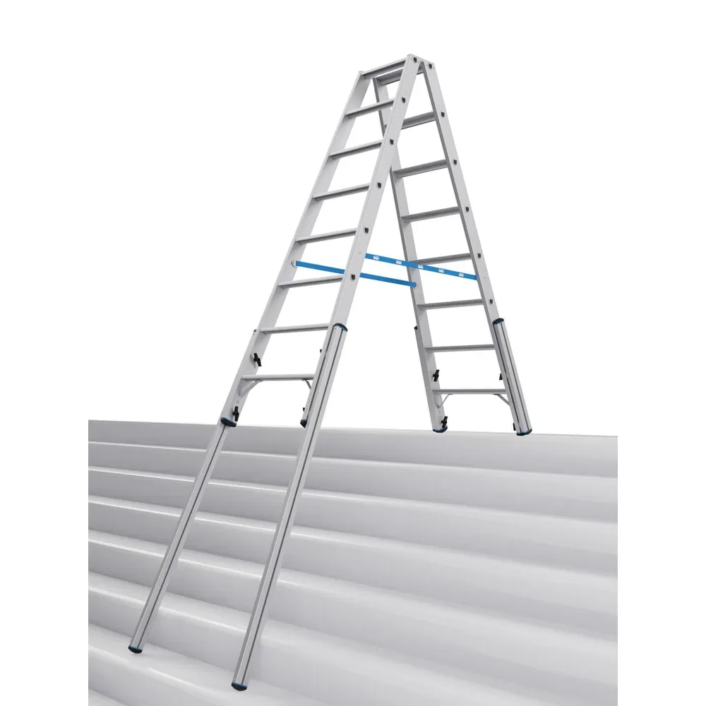 Treppen-Stufenstehleiter, mit Niveauausgleich, beidseitig begehbar, 2x8 Stufen KRAUSE